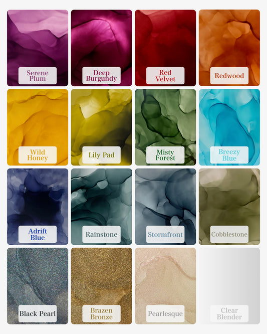 Artisan Palette 16 Color Alcohol Ink Set by T-Rex Inks with 3 Pearl Inks!