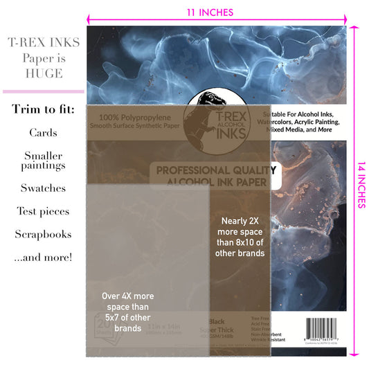 Deluxe Black Alcohol Ink Paper Pack, 11x14 Synthetic Paper 20-Pack by T-Rex Inks
