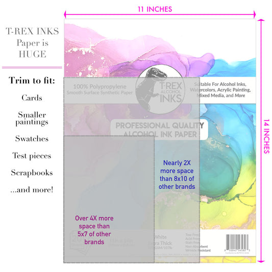 Deluxe White Alcohol Ink Paper Pack, 11x14 Synthetic Paper 20-Pack by T-Rex Inks