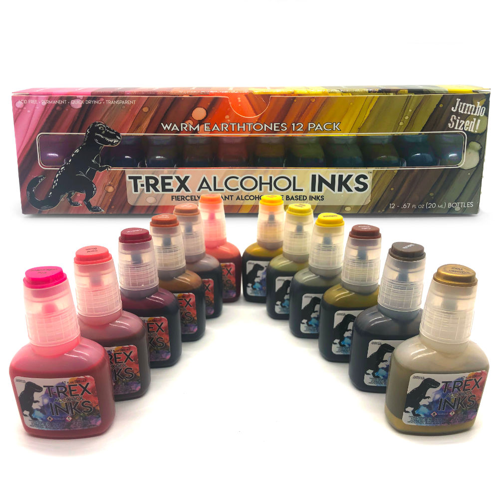Warm EARTHtones Premium T-Rex Alcohol Ink 12-Pack With Metallic Gold –  T-Rex Inks