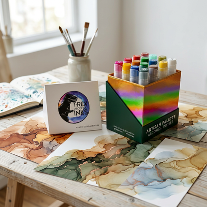 Artisan Palette 16 Color Alcohol Ink Set by T-Rex Inks with 3 Pearl Inks!