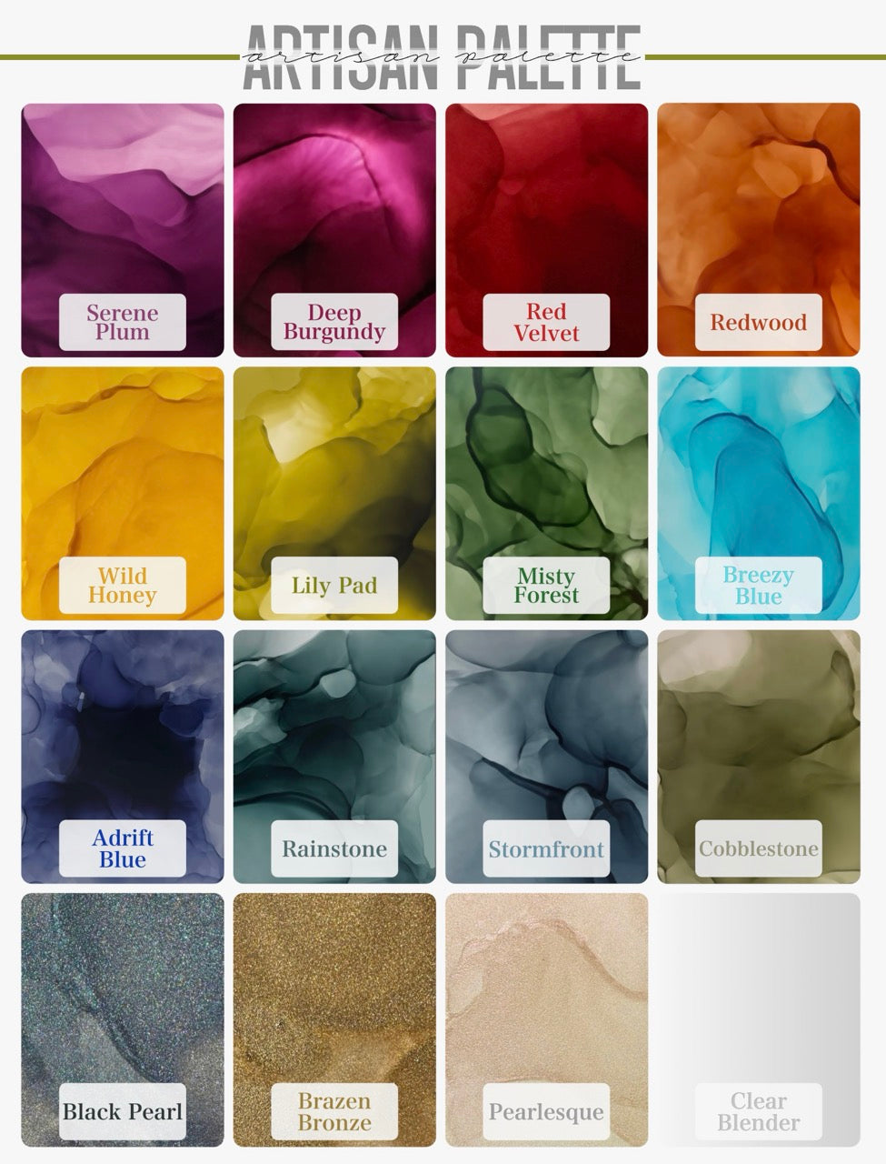 Single Bottle Alcohol Ink From Palette Series Sets, Affordable Individual Bottles, 45 Colors, Metallic, Pearl Inks