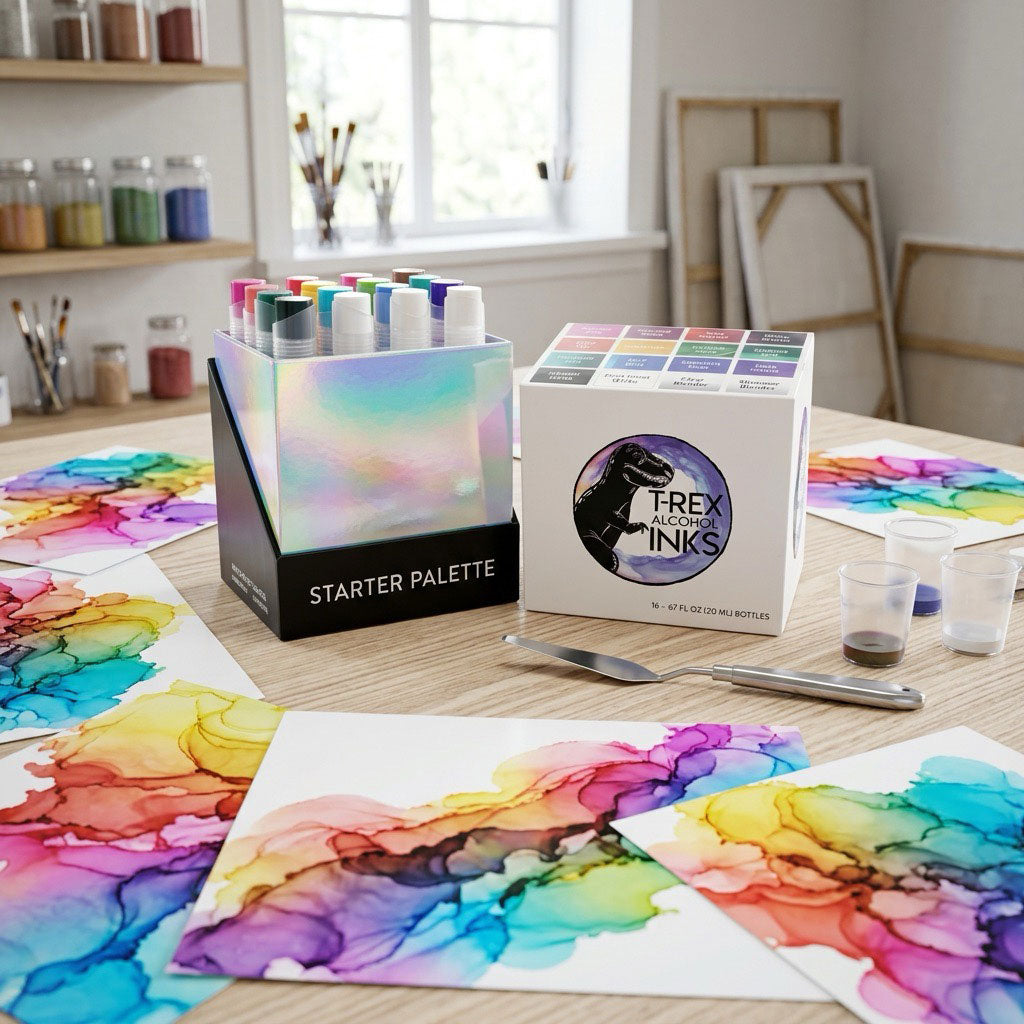 Starter Palette 16 Bottle Alcohol Ink Set by T-Rex Inks
