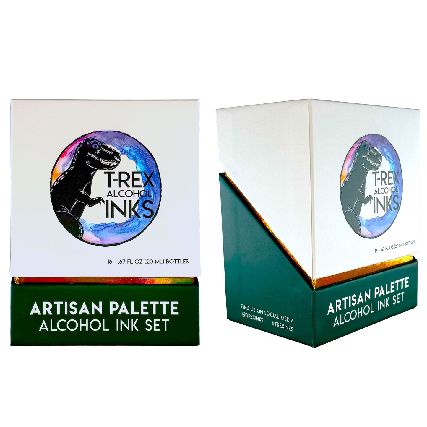 Artisan Palette 16 Color Alcohol Ink Set by T-Rex Inks with 3 Pearl Inks!