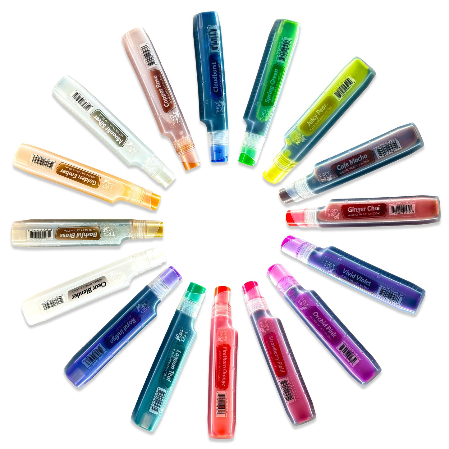 Essential Palette 16 Color Alcohol Ink Set by T-Rex Inks with 4 Metallic Inks!