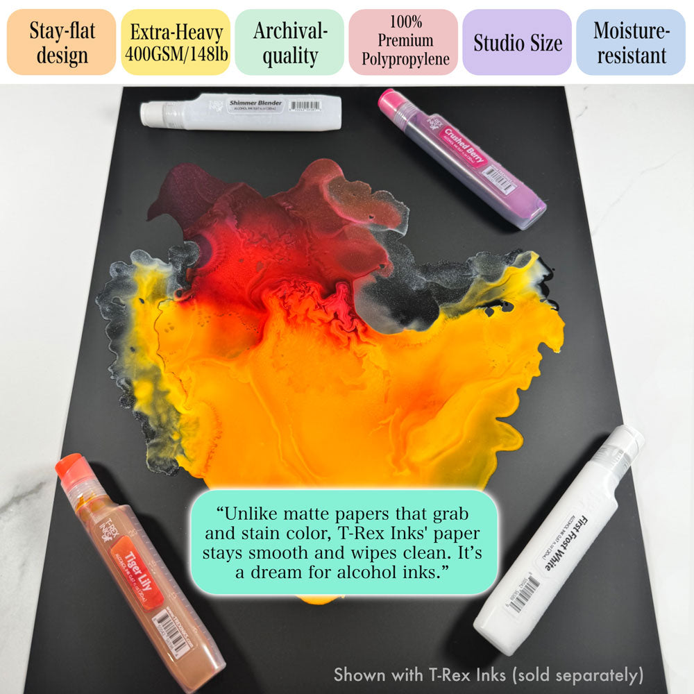 Deluxe Black Alcohol Ink Paper Pack, 11x14 Synthetic Paper 20-Pack by T-Rex Inks