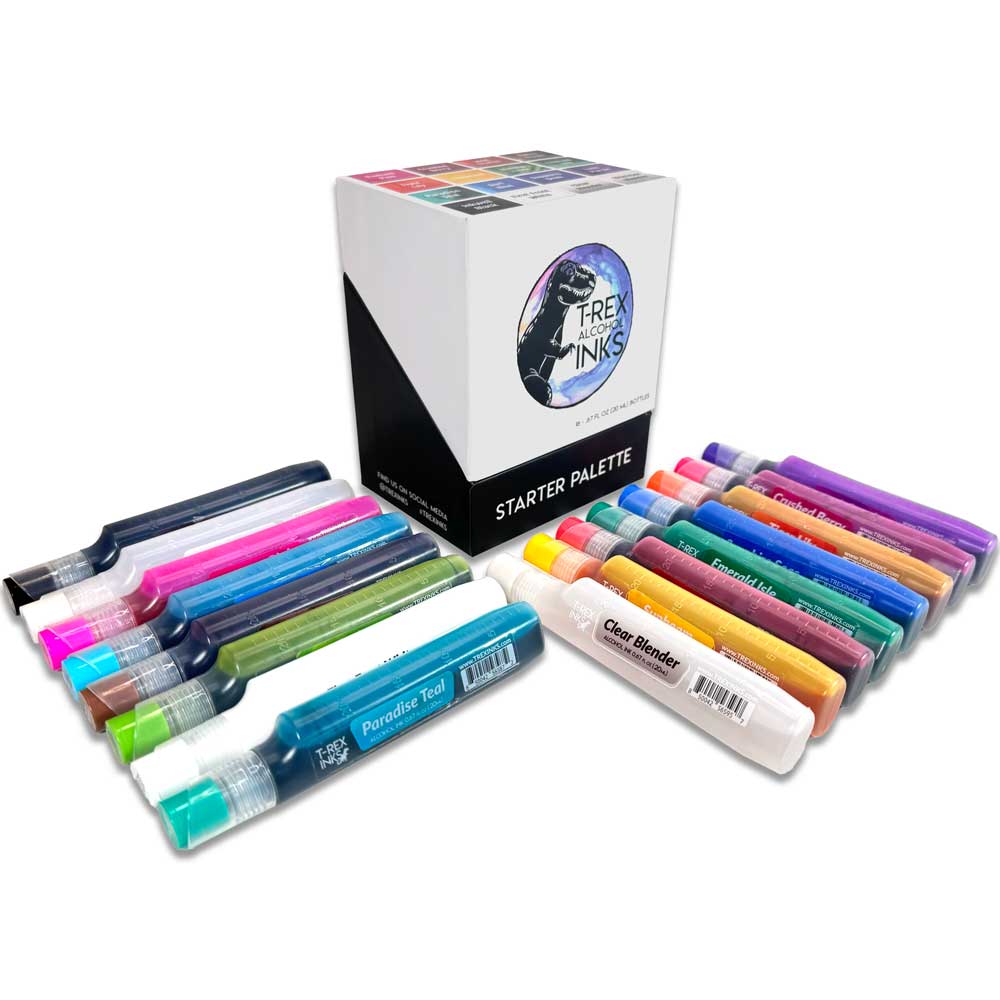 T-rex alcohol inks set starter palette bottles and box 
