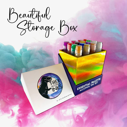 Essential Palette 16 Color Alcohol Ink Set by T-Rex Inks with 4 Metallic Inks!