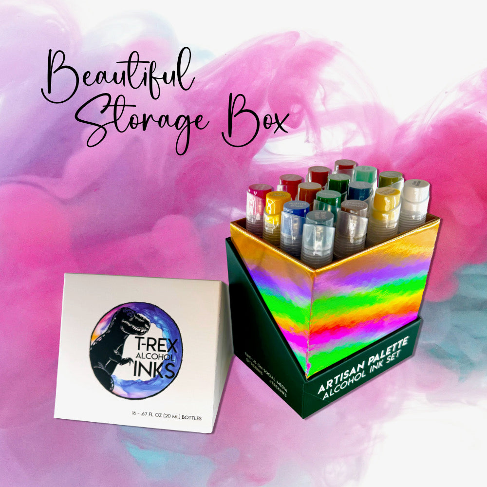 Artisan Palette 16 Color Alcohol Ink Set by T-Rex Inks with 3 Pearl Inks!