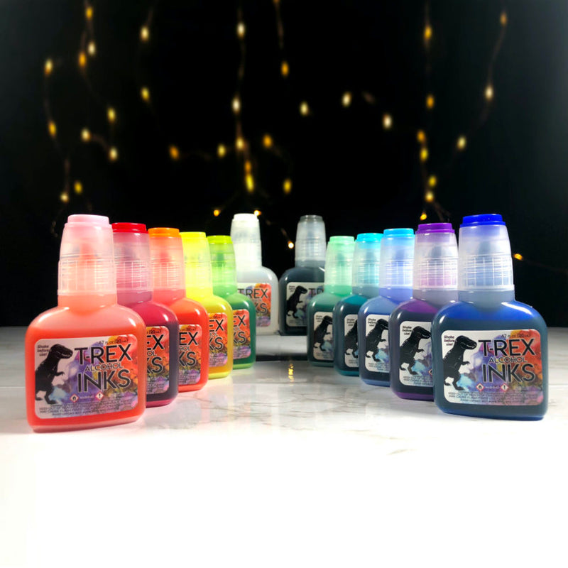 Starlight Shimmer Sparkling Neon T-Rex Alcohol Ink 12-Pack – T-Rex Inks
