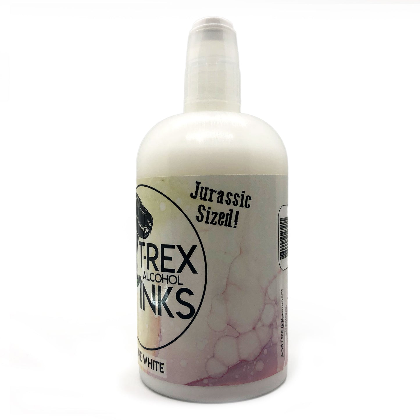Jurassic sized 4oz T-Rex PURE WHITE opaque alcohol ink bottle with applicator tip for vibrant art projects