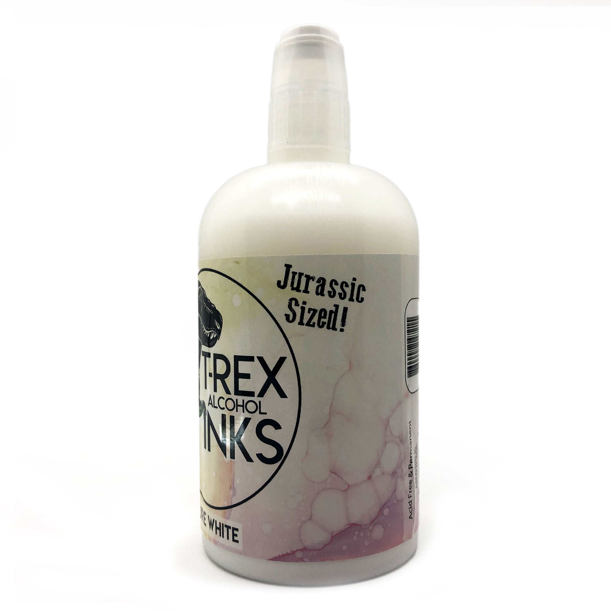 Jurassic sized 4oz T-Rex PURE WHITE opaque alcohol ink bottle with applicator tip for vibrant art projects
