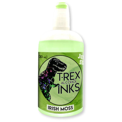 120ml Jurassic sized T-Rex Alcohol Ink refill bottle in Irish Moss green with applicator tip for vibrant art projects