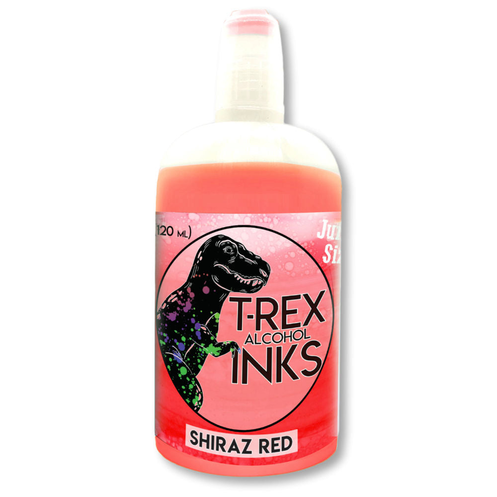 120ml Jurassic sized T-Rex Shiraz Red alcohol ink refill bottle with applicator tip for vibrant art projects