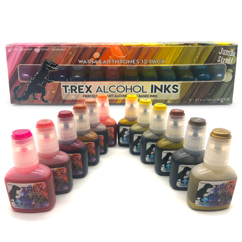 Warm EARTHtones Premium T-Rex Alcohol Ink 12-Pack With Metallic